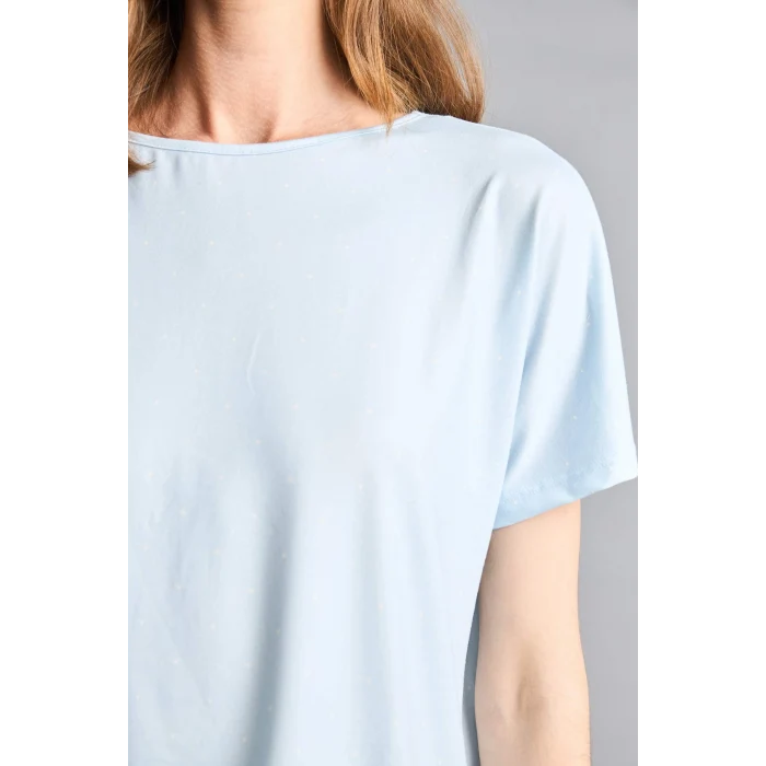 Defacto H7011AXBE745 Mavi Regular Fıt Kısa Kollu 2li Softshell Pijama Takım