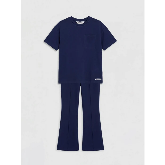LCW Kids Lacivert Soft Touch Kız Çocuk Tişört ve Tayt