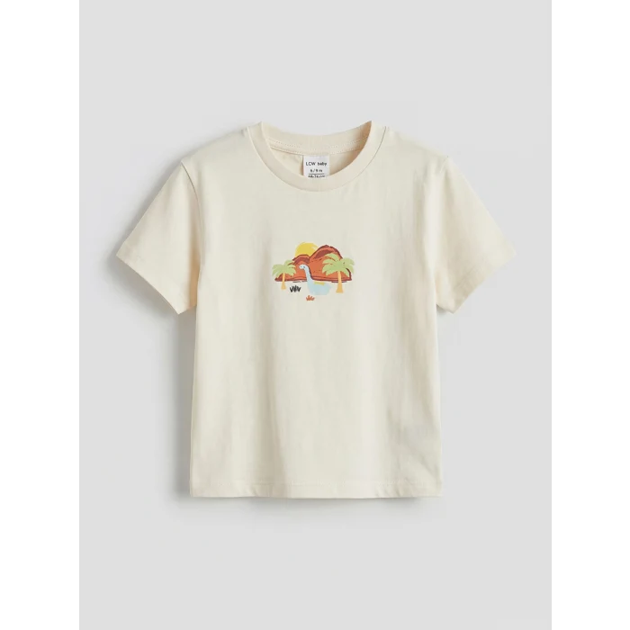LCW baby Ekru Dinozor Baskılı Erkek Bebek Takım
