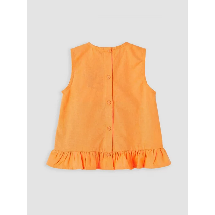 LCW Kids Turuncu Fırfırlı Kız Çocuk Bluz ve Pantolon