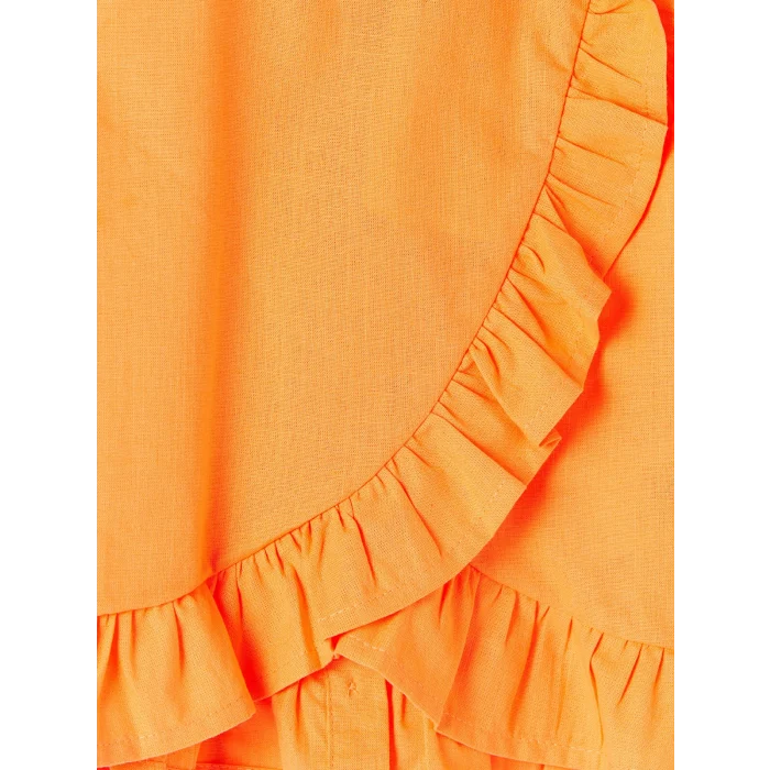 LCW Kids Turuncu Fırfırlı Kız Çocuk Bluz ve Pantolon