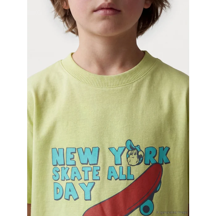 LCW Kids Sarı Nostaljik Maymun Baskılı Unisex Çocuk Tişört