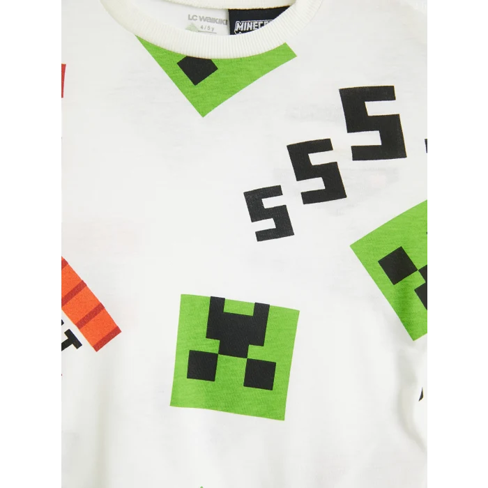 LCW Kids Beyaz Minecraft Baskılı Erkek Çocuk Tişört