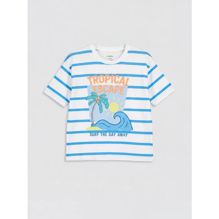 LCW Kids Beyaz Baskılı Erkek Çocuk Tişört