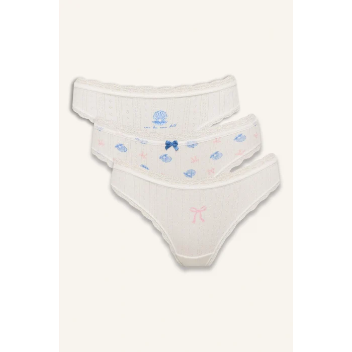 Defacto H7786AXWT16 Beyaz Dantel Detaylı 3lü Slip Külot