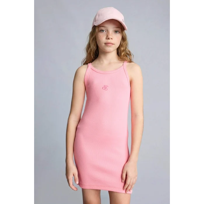 Defacto E5806A8PN657 Pembe Kolsuz Fitilli Pembe Elbise Kız Çocuk
