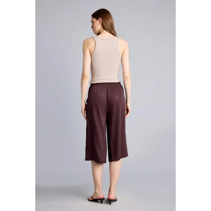 Defacto I6798AZBN340 Kahve Yüksek Bel Crop Fit Kahverengi Belmando Kapri