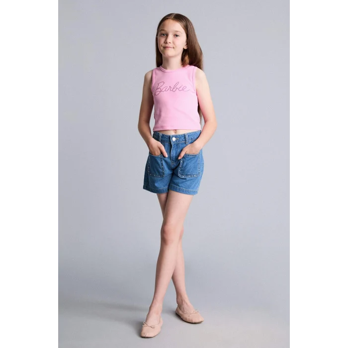 Defacto H7261A8PN666 Pembe Barbie Bisiklet Yaka Atlet Kız Çocuk