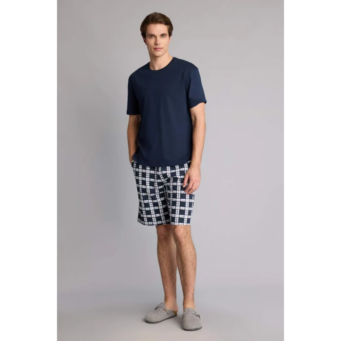 Defacto H5421AXNV135 Lacivert %100 Pamuk Hayvan Baskılı 2li Ecru Pijama Takımı Erkek Bebek