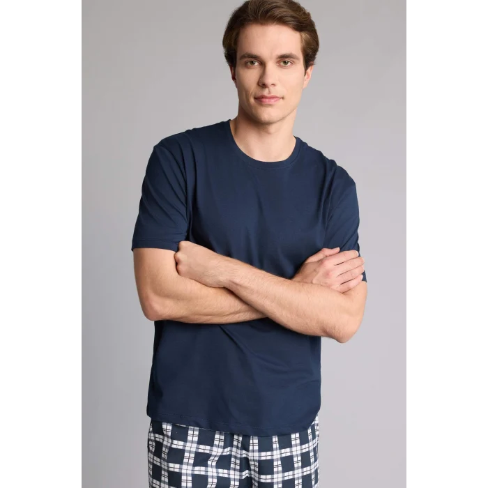 Defacto H5421AXNV135 Lacivert %100 Pamuk Hayvan Baskılı 2li Ecru Pijama Takımı Erkek Bebek