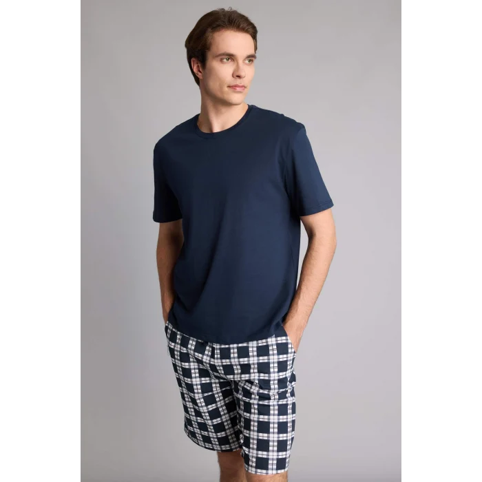 Defacto H5421AXNV135 Lacivert %100 Pamuk Hayvan Baskılı 2li Ecru Pijama Takımı Erkek Bebek