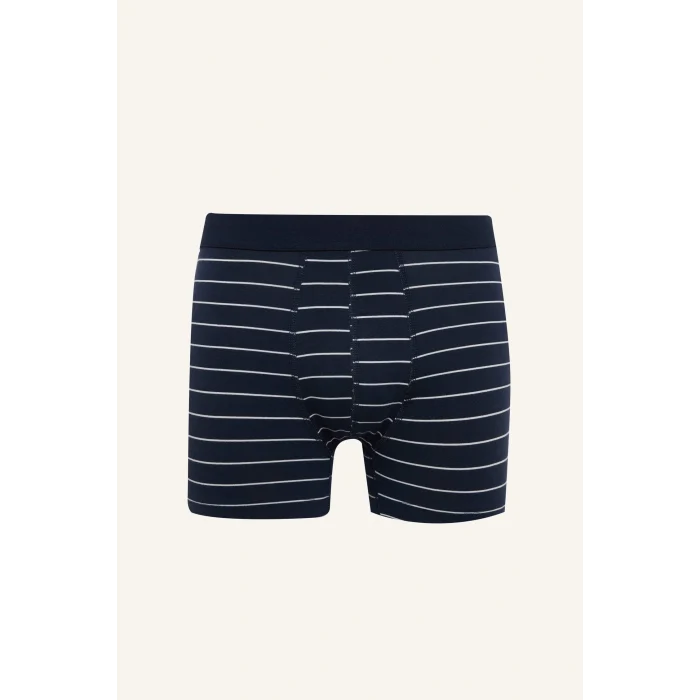 Defacto H4415AXNV135 Lacivert Regular Fıt Çizgili 3lü Boxer Set