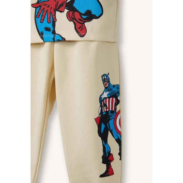 Defacto G6691A5BG807 Bej Marvel Comics 2li Takım Sweatshirt Eşofman Altı Erkek Bebek