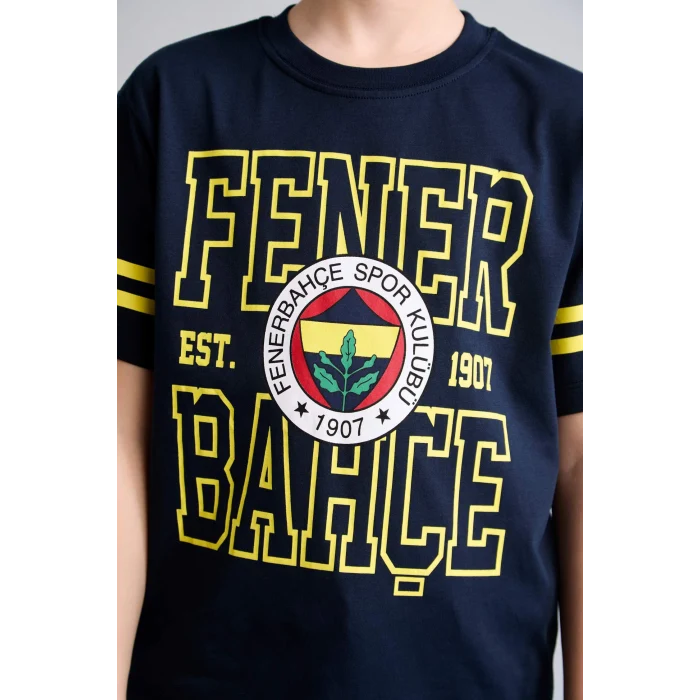 Defacto H7868A8IN42 İndigo Fenerbahçe New Regular Fıt Bisiklet Yaka Kısa Kollu Siyah Tişört Erkek Çocuk
