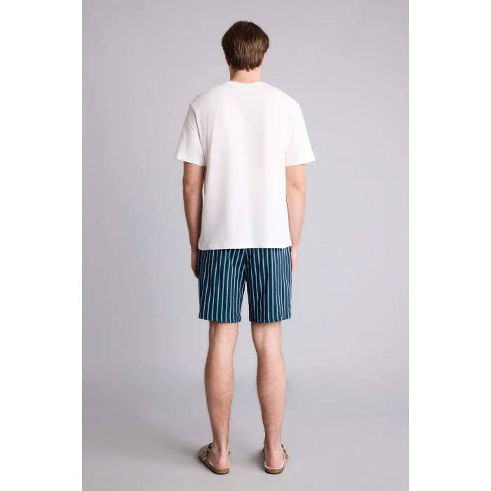 Defacto H5370AXWT34 Beyaz %100 Pamuk 2Li Baskılı Pijama Takım Şort Tişört Erkek Bebek
