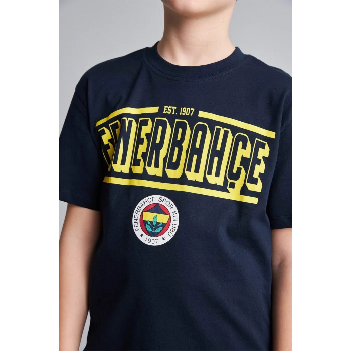 Defacto H7578A8IN42 İndigo Fenerbahçe Kısa Kollu Pijama 
Üst Şort Pijama Alt 2li Pijama Takımı Erkek Çocuk