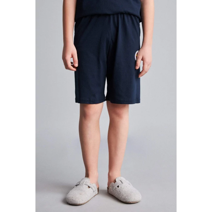 Defacto H7578A8IN42 İndigo Fenerbahçe Kısa Kollu Pijama 
Üst Şort Pijama Alt 2li Pijama Takımı Erkek Çocuk
