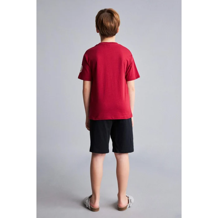 Defacto H7340A8RD119 Kırmızı Galatasaray Kısa Kollu Pijama Üstü Şort Pijama Alt 2li Pijama Takımı Erkek Çocuk