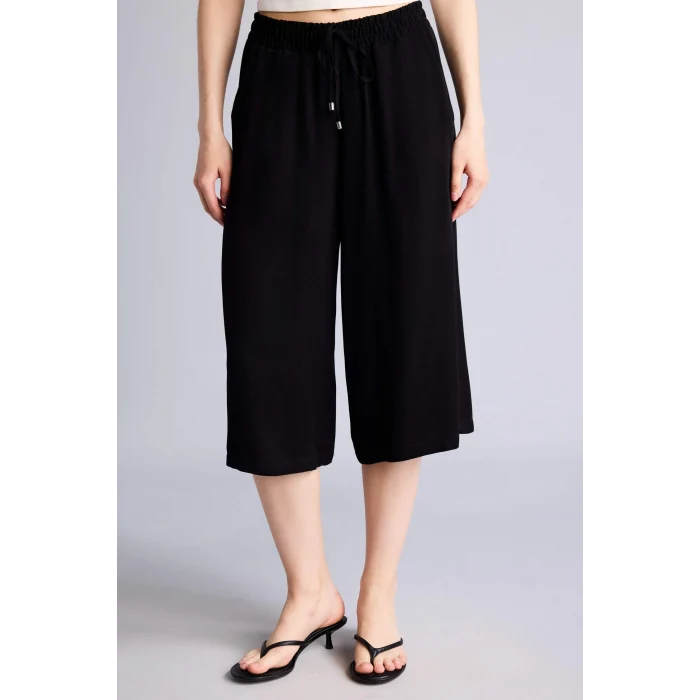 Defacto I6798AZBK81 Siyah Yüksek Bel Crop Fit Belmando Kapri