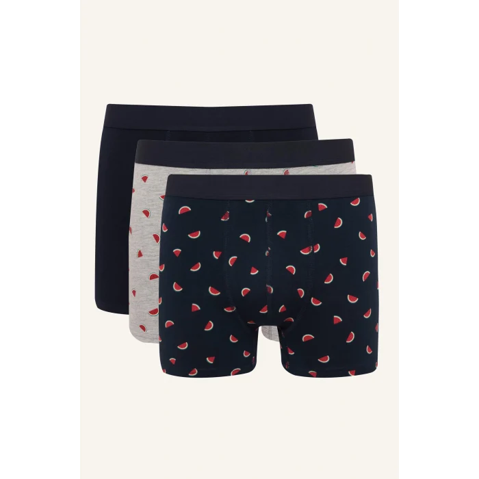 Defacto H4490AXNV135 Lacivert Regular Fıt Baskılı 3lü Boxer