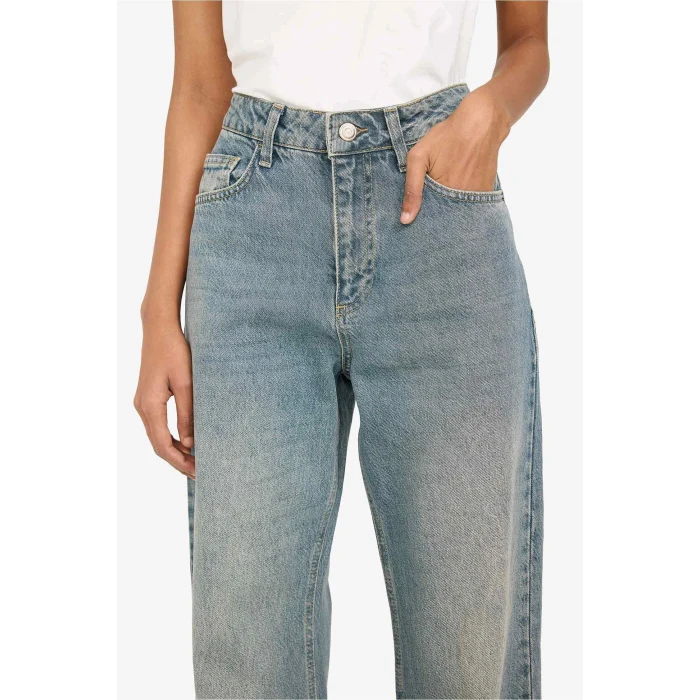 Defacto G8851AXNM28 Mavi %100 Pamuk Straıght Wıde Yüksek Bel Jean Pantolon