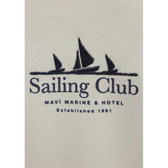 Mavi 0613284-70144 Sailing Club Baskılı Bej Tişört