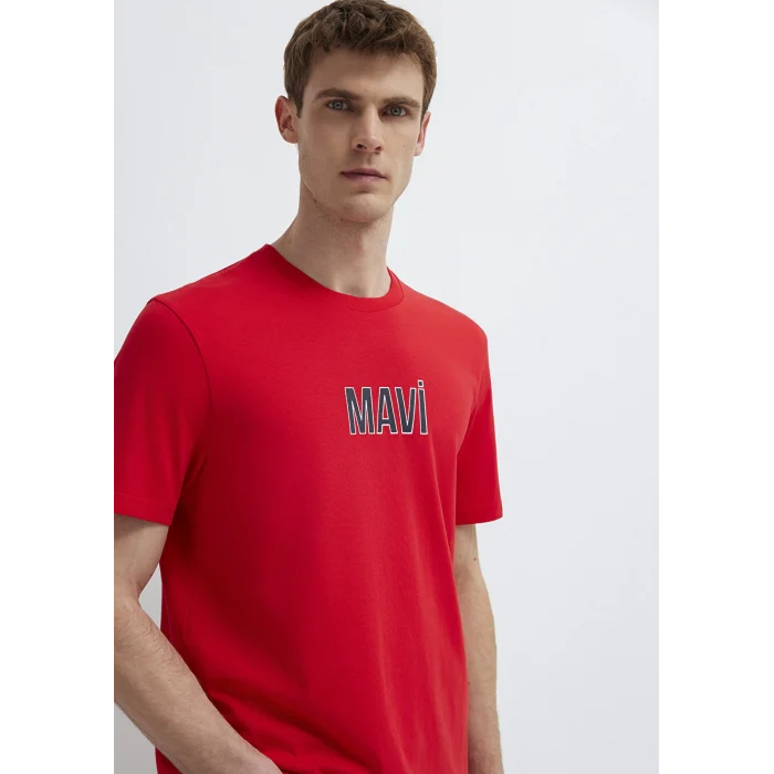 Mavi 0613186-70467 Mavi Logo Baskılı Kırmızı Tişört