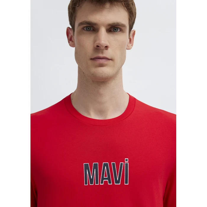 Mavi 0613186-70467 Mavi Logo Baskılı Kırmızı Tişört