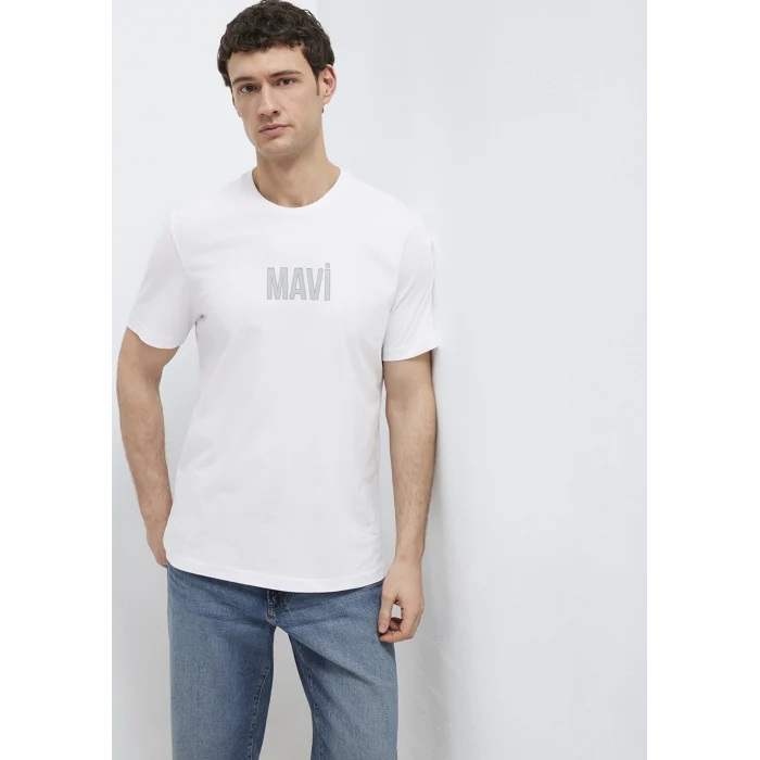 Mavi 0613186-620 Mavi Logo Baskılı Beyaz Tişört