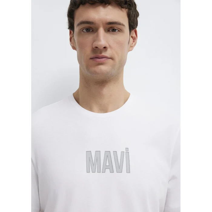Mavi 0613186-620 Mavi Logo Baskılı Beyaz Tişört