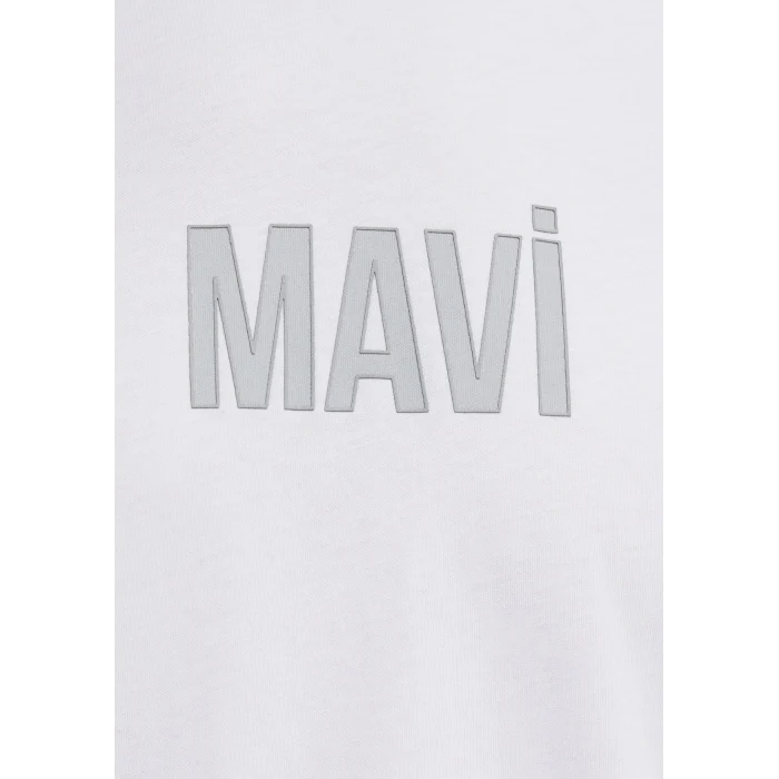 Mavi 0613186-620 Mavi Logo Baskılı Beyaz Tişört
