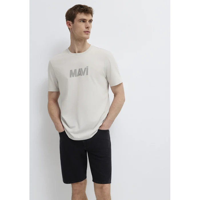 Mavi 0612896-70080 Mavi Logo Baskılı Gri Tişört