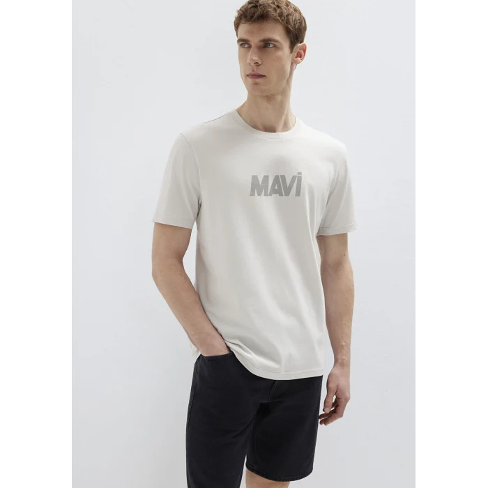 Mavi 0612896-70080 Mavi Logo Baskılı Gri Tişört