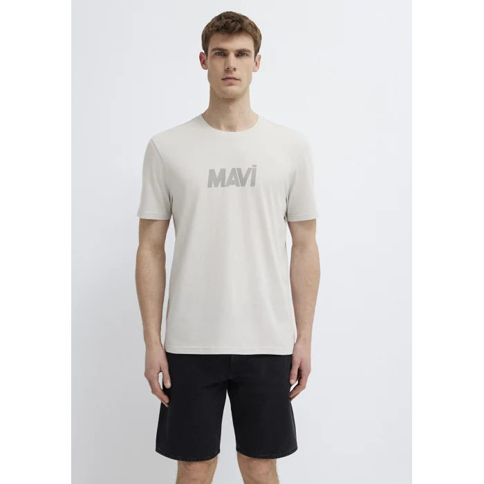 Mavi 0612896-70080 Mavi Logo Baskılı Gri Tişört