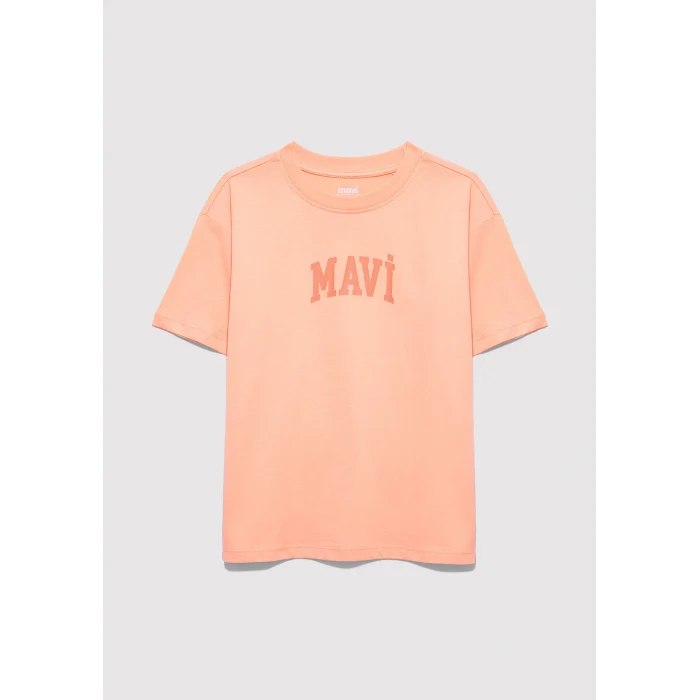 Mavi 7610467-71160 Mavi Logo Baskılı Turuncu Tişört