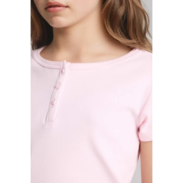Defacto G1134A8PN343 Pembe Düğmeli Tişört Kız Çocuk