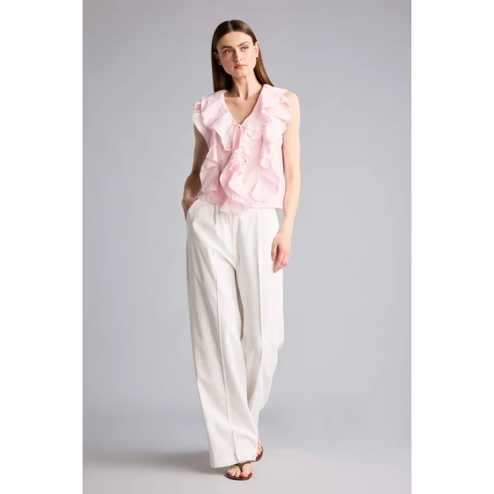 Defacto H3834AXPN114 Pembe Regular Fıt Modal Kolsuz Bluz