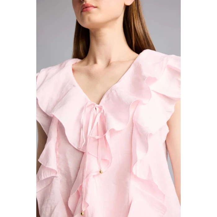 Defacto H3834AXPN114 Pembe Regular Fıt Modal Kolsuz Bluz