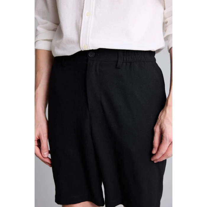 Defacto D4277AXBK27 Siyah REGULAR FIT Keten Gömlek