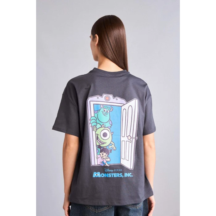 Defacto H6828AXAR191 Antrasit Dısney Monsters, Inc. Oversıze Tişört