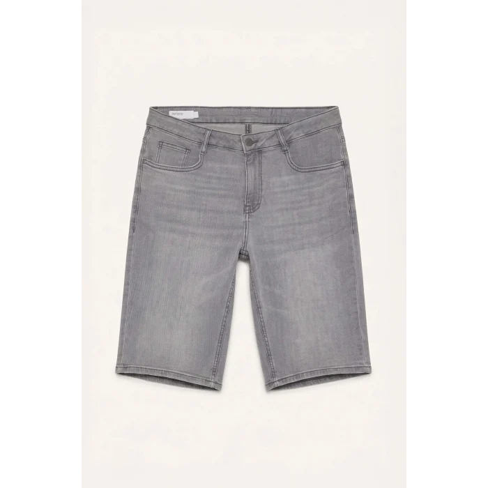 Defacto G8664AXNM55 Gri Regular Fıt Jean Bermuda Şort