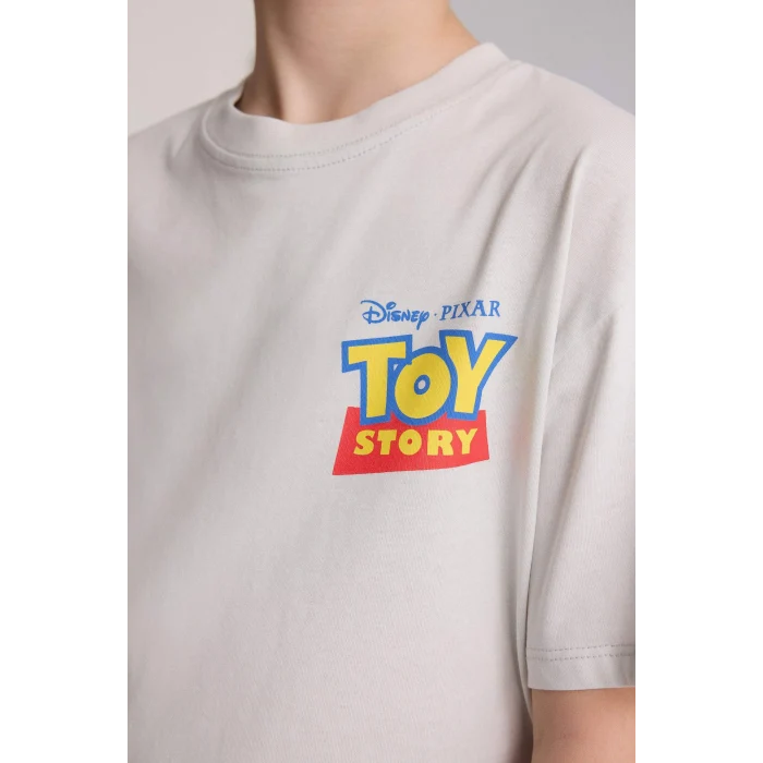 Defacto H3509A8GR503 Gri Toy Story Sırt Baskılı Oversıze Bisiklet Yaka Kısa Kollu Tişört Erkek Çocuk