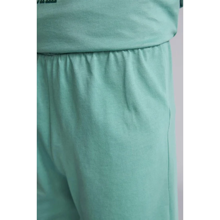 Defacto G8829A8GN1095 Yeşil %100 Pamuk Regular Fıt Baskılı 2li Pijama Takımı Erkek Çocuk