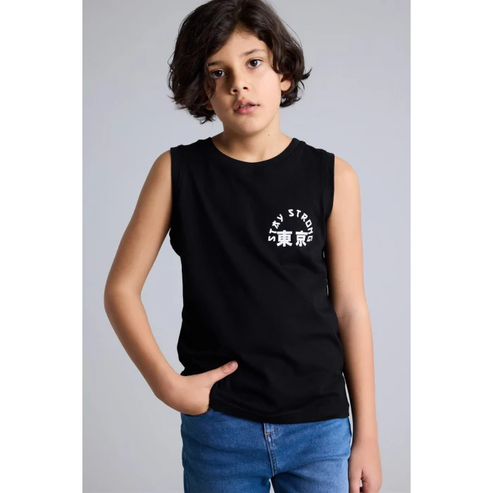 Defacto G9966A8BK81 Siyah %100 Pamuk Baskılı Atlet Erkek Çocuk