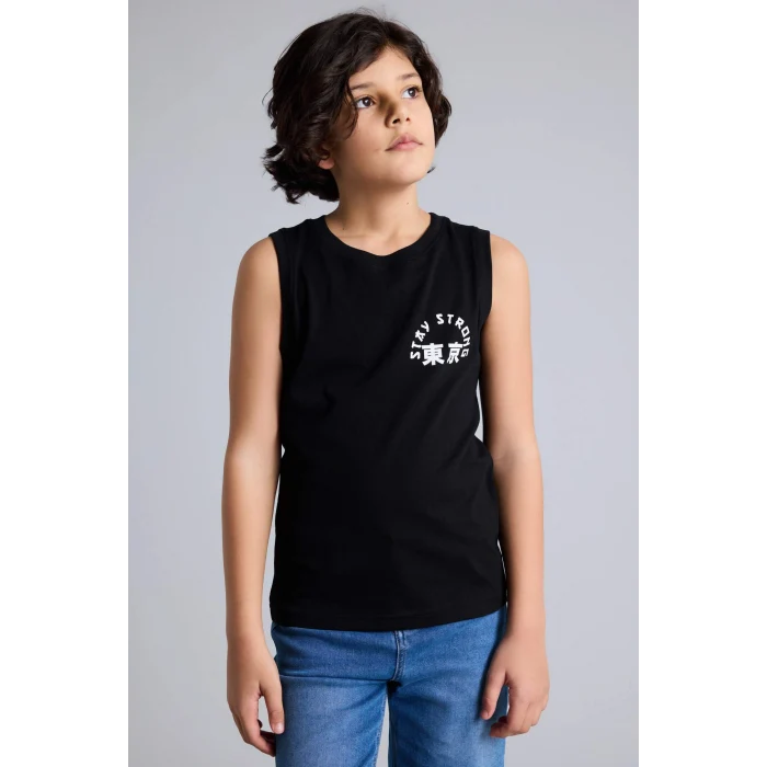 Defacto G9966A8BK81 Siyah %100 Pamuk Baskılı Atlet Erkek Çocuk