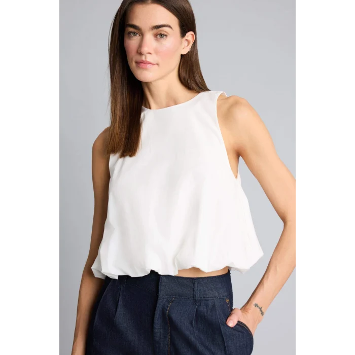 Defacto H2648AXWT32 Beyaz Afra x Defacto Balloon Fıt  Poplin Kolsuz Bluz