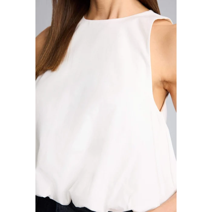 Defacto H2648AXWT32 Beyaz Afra x Defacto Balloon Fıt  Poplin Kolsuz Bluz