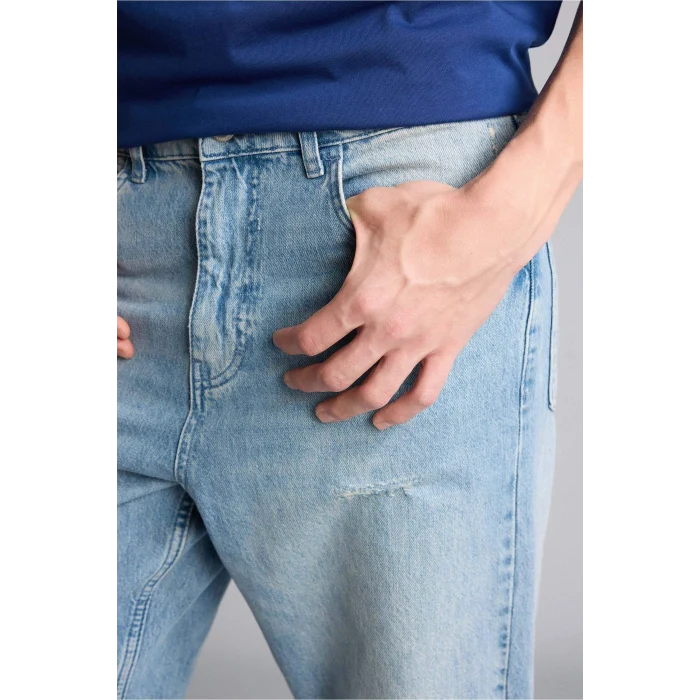 Defacto I2149AXNM39 Mavi %100 Pamuk Baggy Fıt Mavi Jean Pantolon