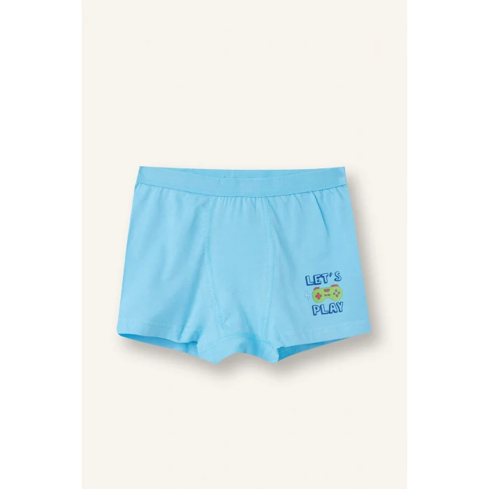 Defacto H1661A8WT34 Beyaz Kaykay Baskılı Penye 3lü Boxer Erkek Çocuk