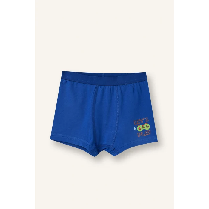 Defacto H1661A8WT34 Beyaz Kaykay Baskılı Penye 3lü Boxer Erkek Çocuk